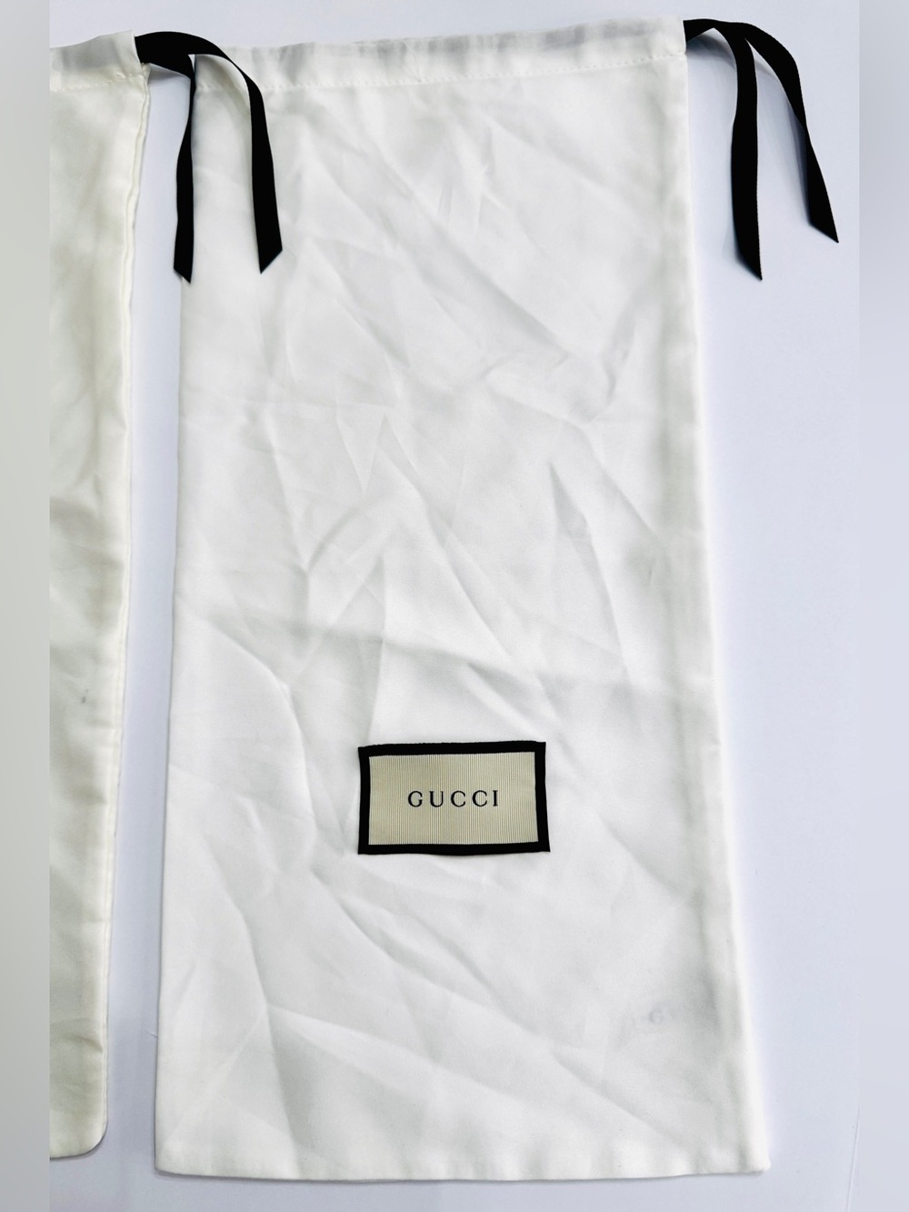 Gucci White Satin Dust Bags Set of 2-Authentic Storage Bag with Drawstring 17x8 - Picture 4 of 12